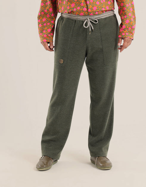Reversible straight leg pants with elastic waistband